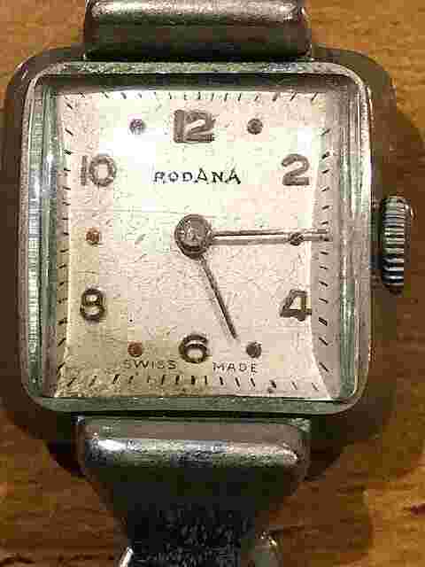 Vintage Rare Swiss Rodana Square Dial Mechanical Ladies Rope Leather Watch -19mm