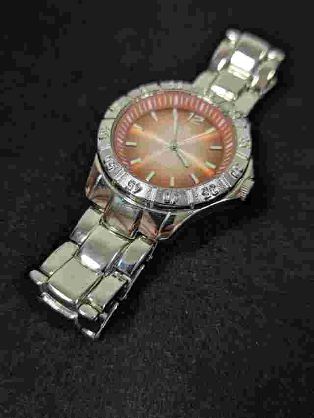 Minicci Mens Brown Dial Silver Tone Case Stainless Steel Link Band Watch 8 Inch