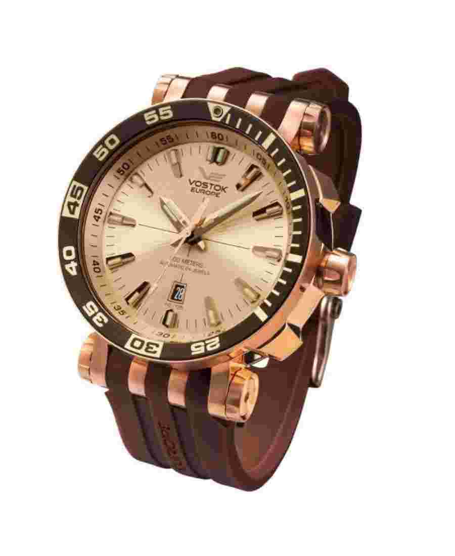 VOSTOK EUROPE Men Analog Automatic Casual Watch Classic Dress Golden Dial Waterp