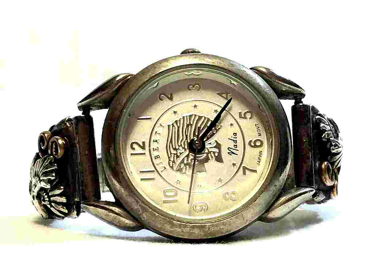 Sterling Silver Band w/Black Hills Gold with Eagles Leaf on Band Liberty Watch
