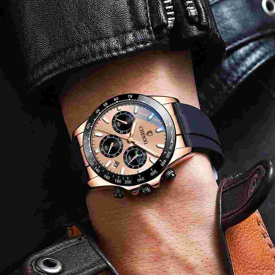 CHENXI Men Quartz Watch Brand Male Chronograph Wristwatch Date Silicone Watches