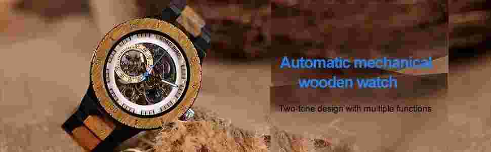 AFRICAN BLACKWOOD WRIST WATCH Bobo Bird AUTOMATIC SELF WINDING - NEW IN BOX XMAS