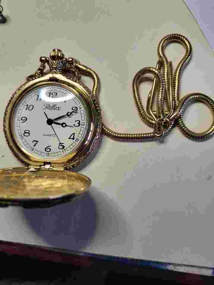 Quartz Pocket Watch Gwo New Battery And Albert Chain