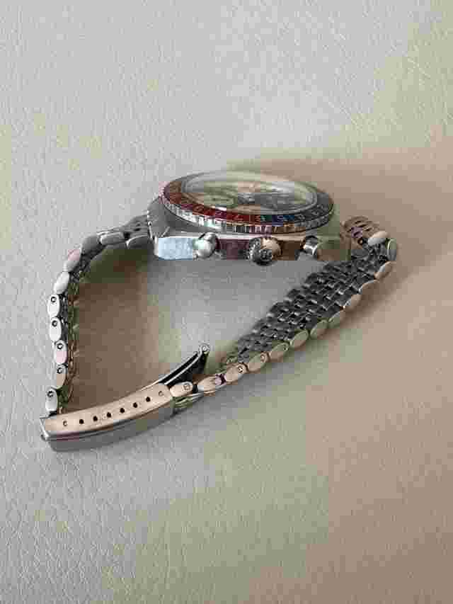 NIVADA GRENCHEN 724 GMT CHRONOGRAPH WATCH. ALL STAINLESS STEEL. CASE 42mm. 70’S