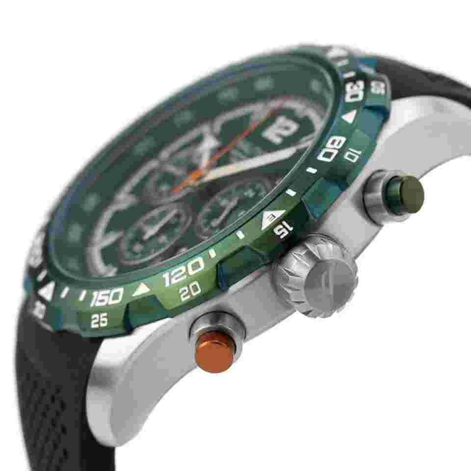 Nautica NAPNSS407 Men's Quartz Watch Green Dial Black Rubber Band