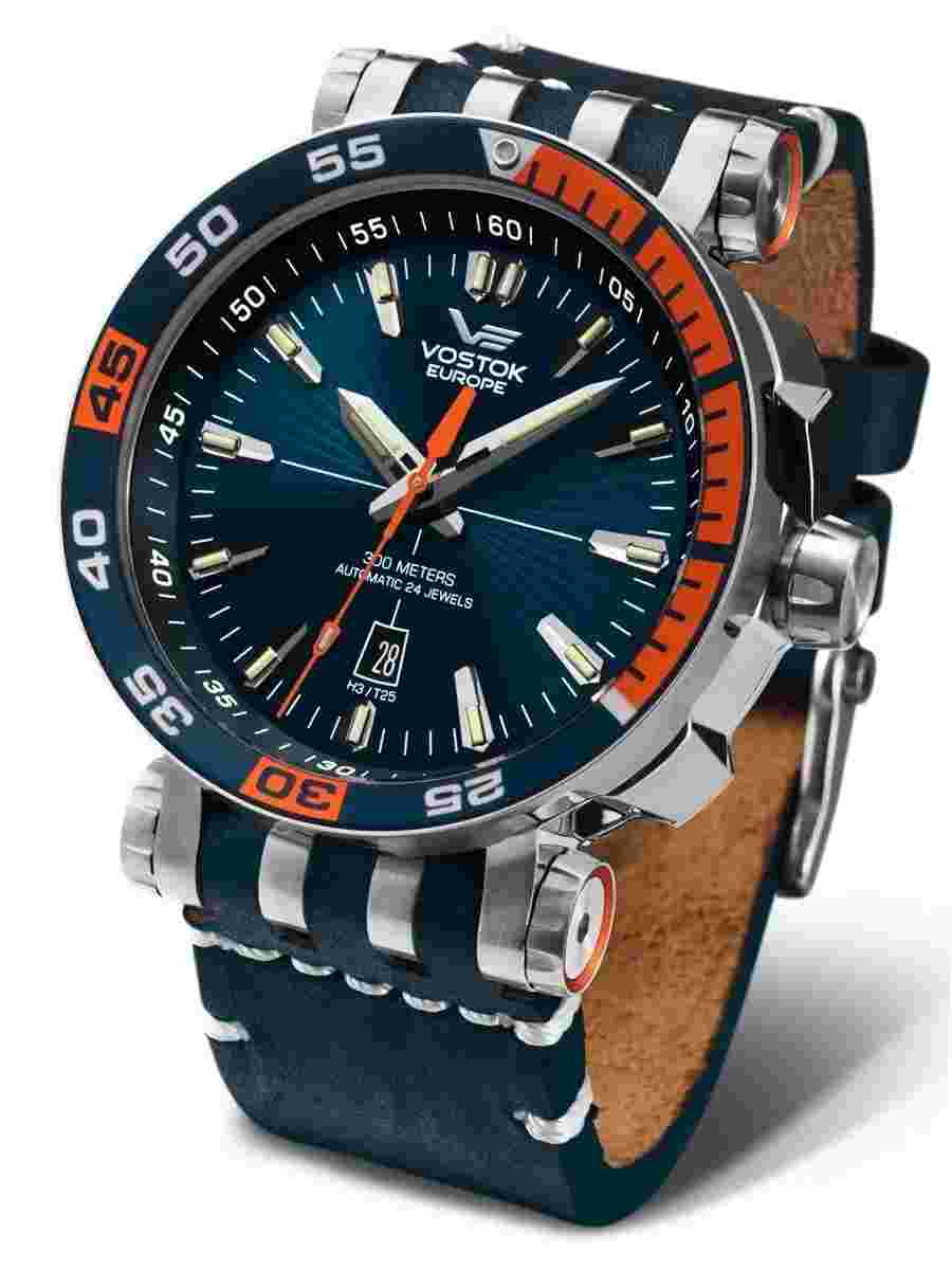 Vostok-Europe Energia 2 Leather Blue Orange Watch NH35/575A279