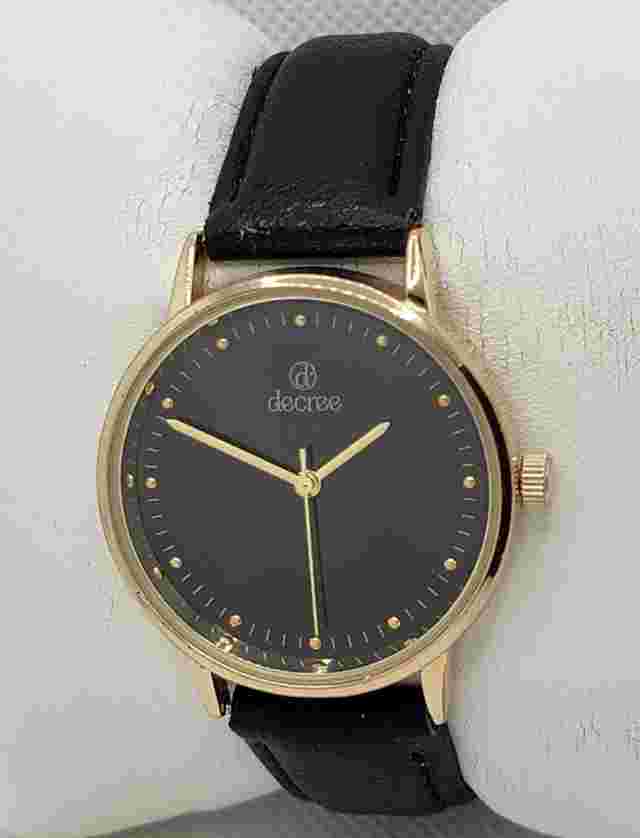 Ladies Decree Fashion Casual Round Gold Tone Black Dial Faux Leather Watch I8