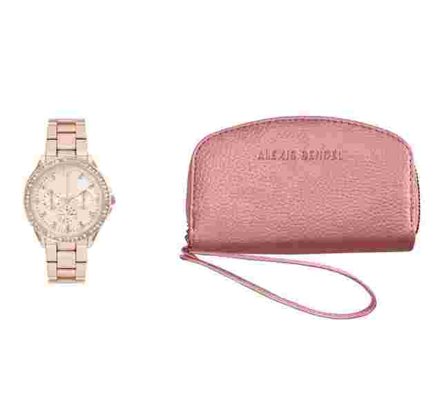 Alexis Bendel Ladies Analog Rosegold Tone Watch 33mm Gift Set