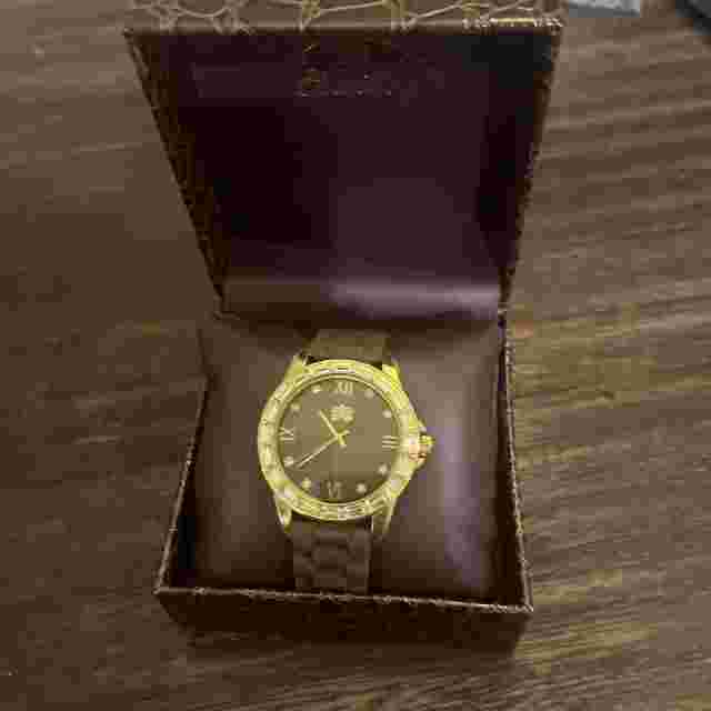 Curations Men's Gold Black Gray Tone Crystal Gem Elements Face Quartz Watch