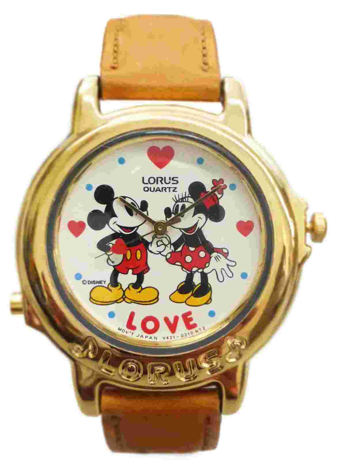 Lorus Disney Musical Mickey & Minnie Love Watch With Brown Leather Band