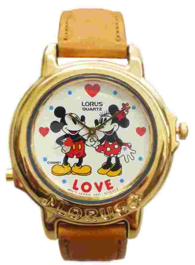 Lorus Disney Musical Mickey & Minnie Love Watch With Brown Leather Band