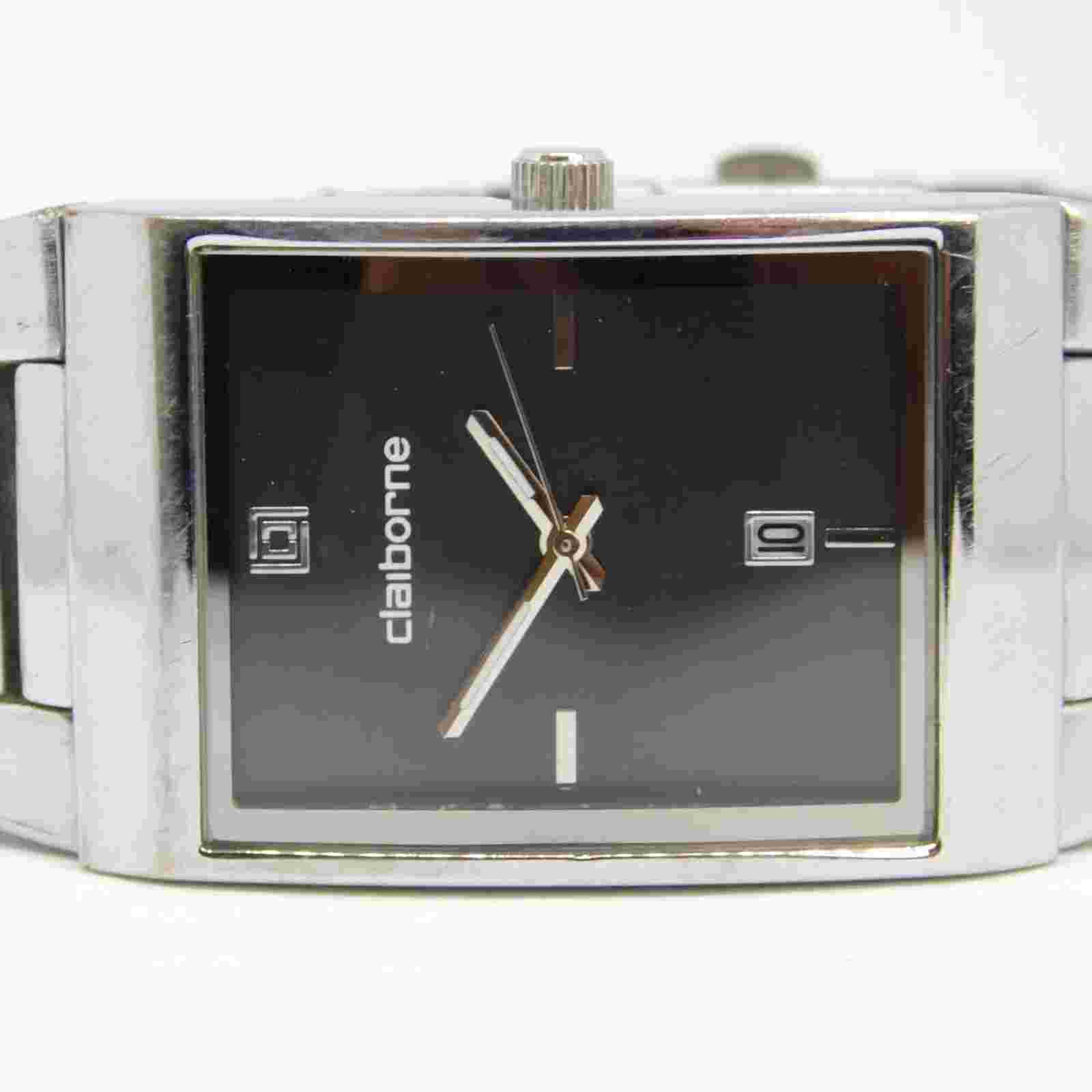 Claiborne CLM1040 Silver Tone Quartz Analog Men's Watch (945)