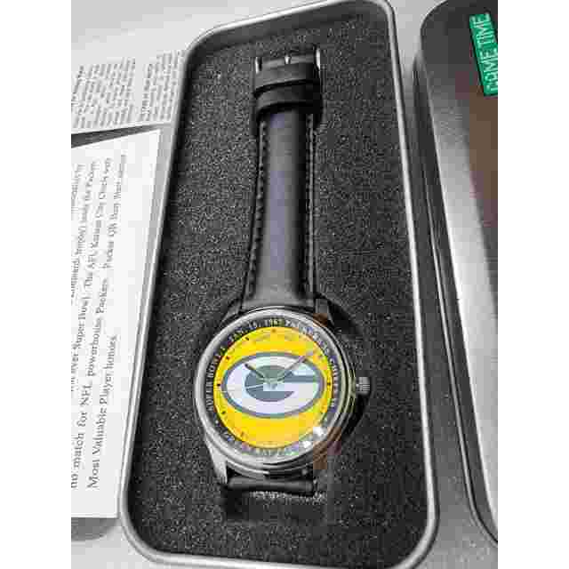 RUNS Wisconsin Green Bay Super Bowl I 1967 Game Time NFL Licensed Tin Watch VTG
