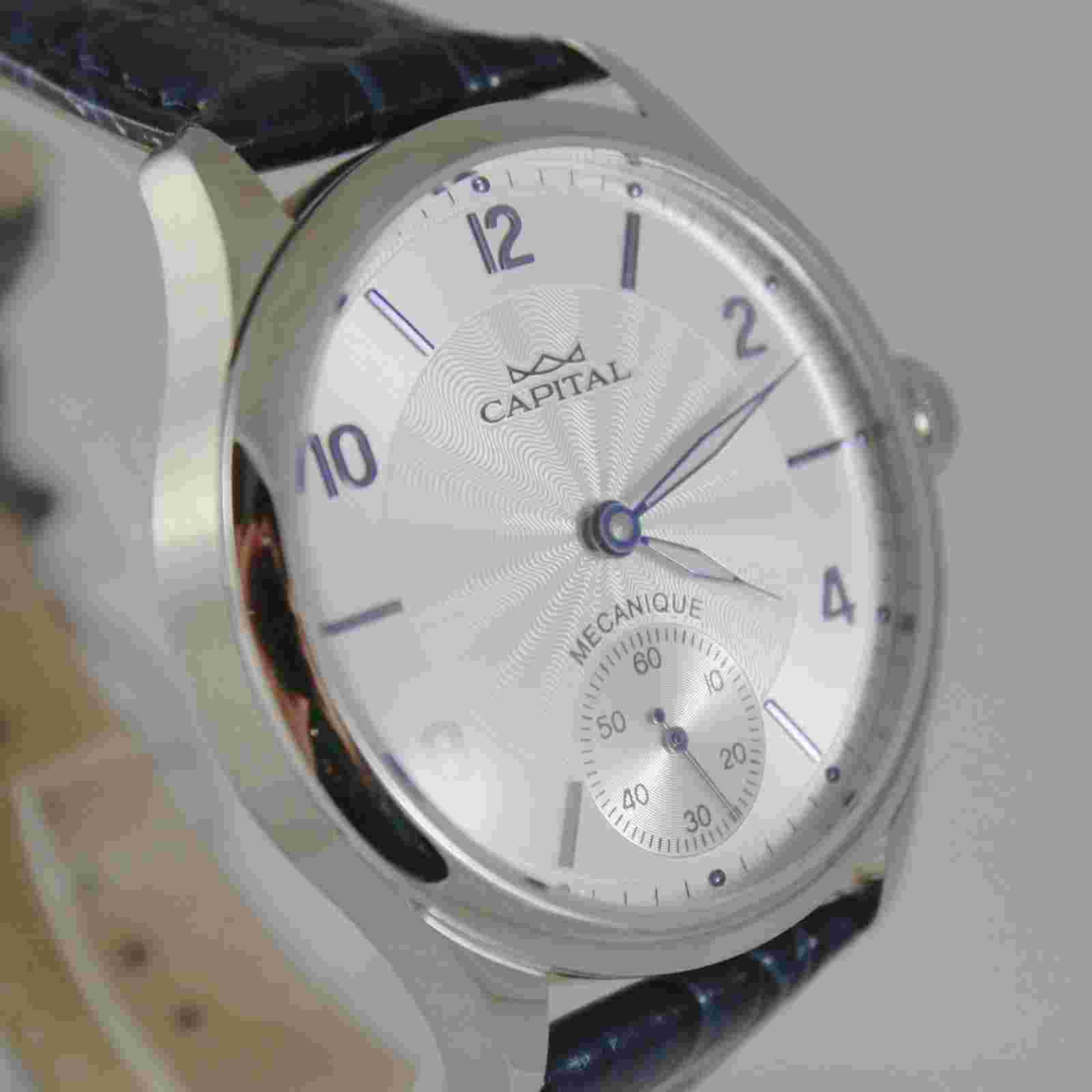 CAPITAL WATCH MECHANICAL HAND WINDING TY3620/2 MOVEMENT 42 MM BLUE retrò style