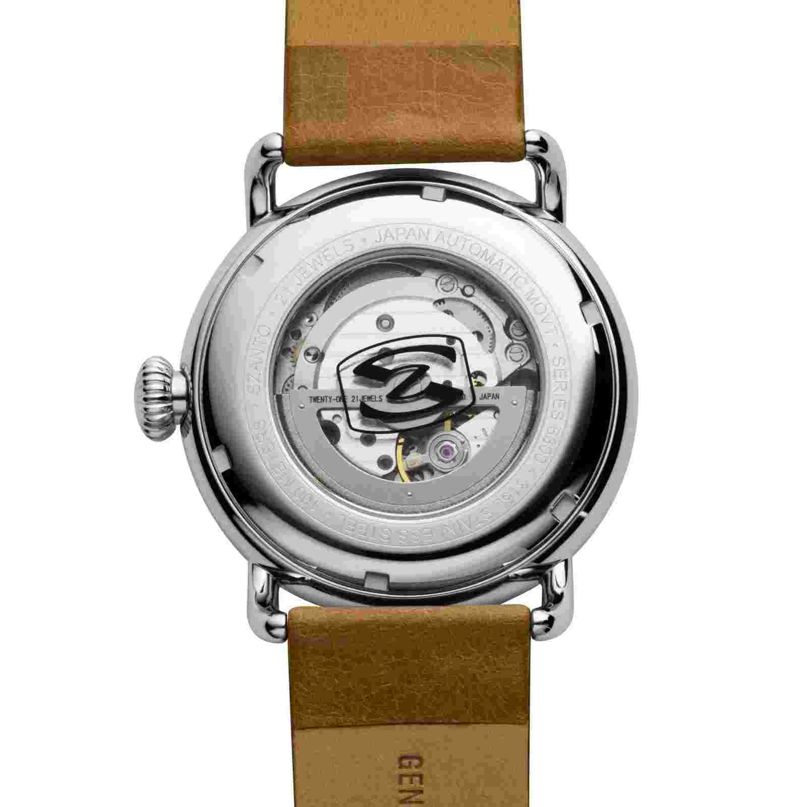 Szanto Officer's Classic Automatic Ivory Black Watch - Brand New