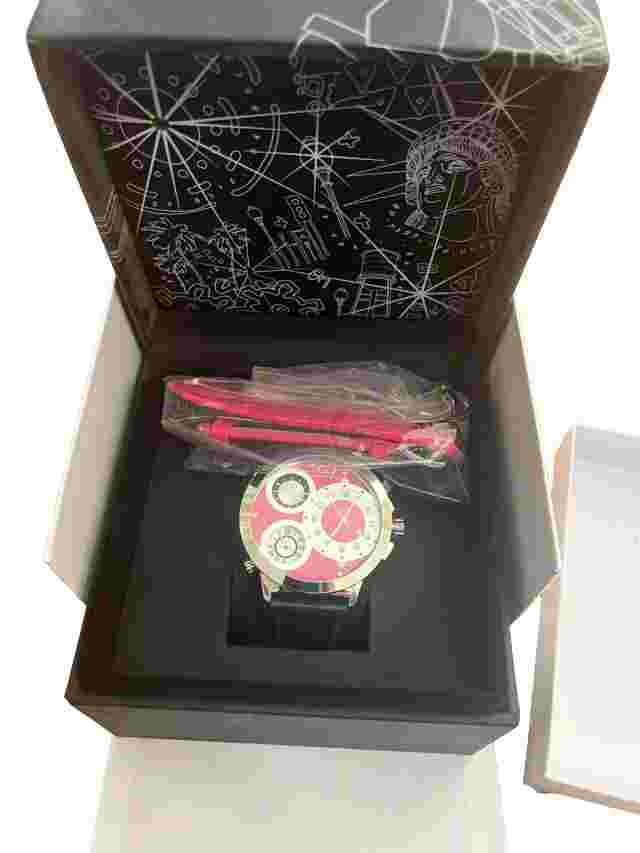 Curtis & Co 50mm Big Time World 3-Time Zone Wrist Watch Pink RARE! New!