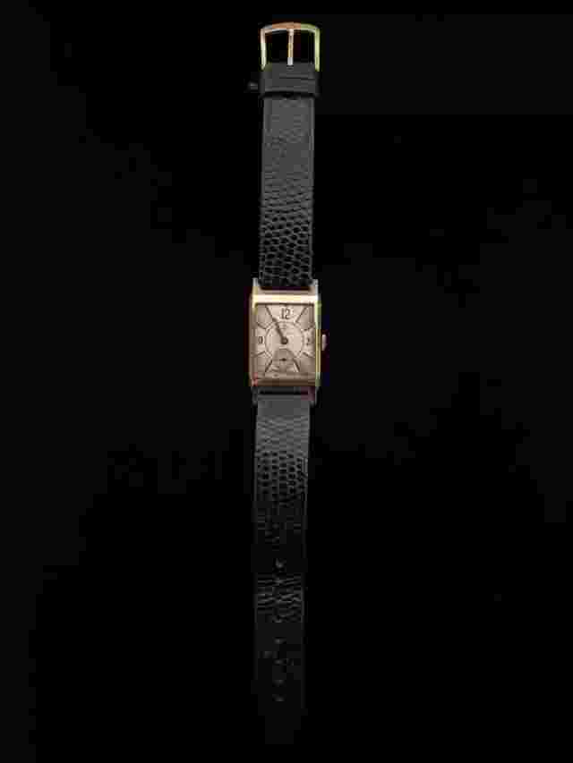 Vintage Sigma 18k Solid Gold 21mm Tank Art Deco Mens RUNS Manual Wind Watch