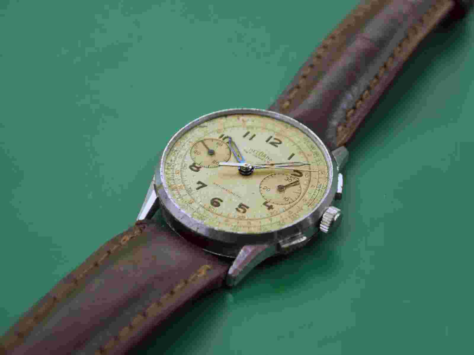 Vintage 1940's  DELBANA Military Pilots Chronograph Original Dial Men's Watch