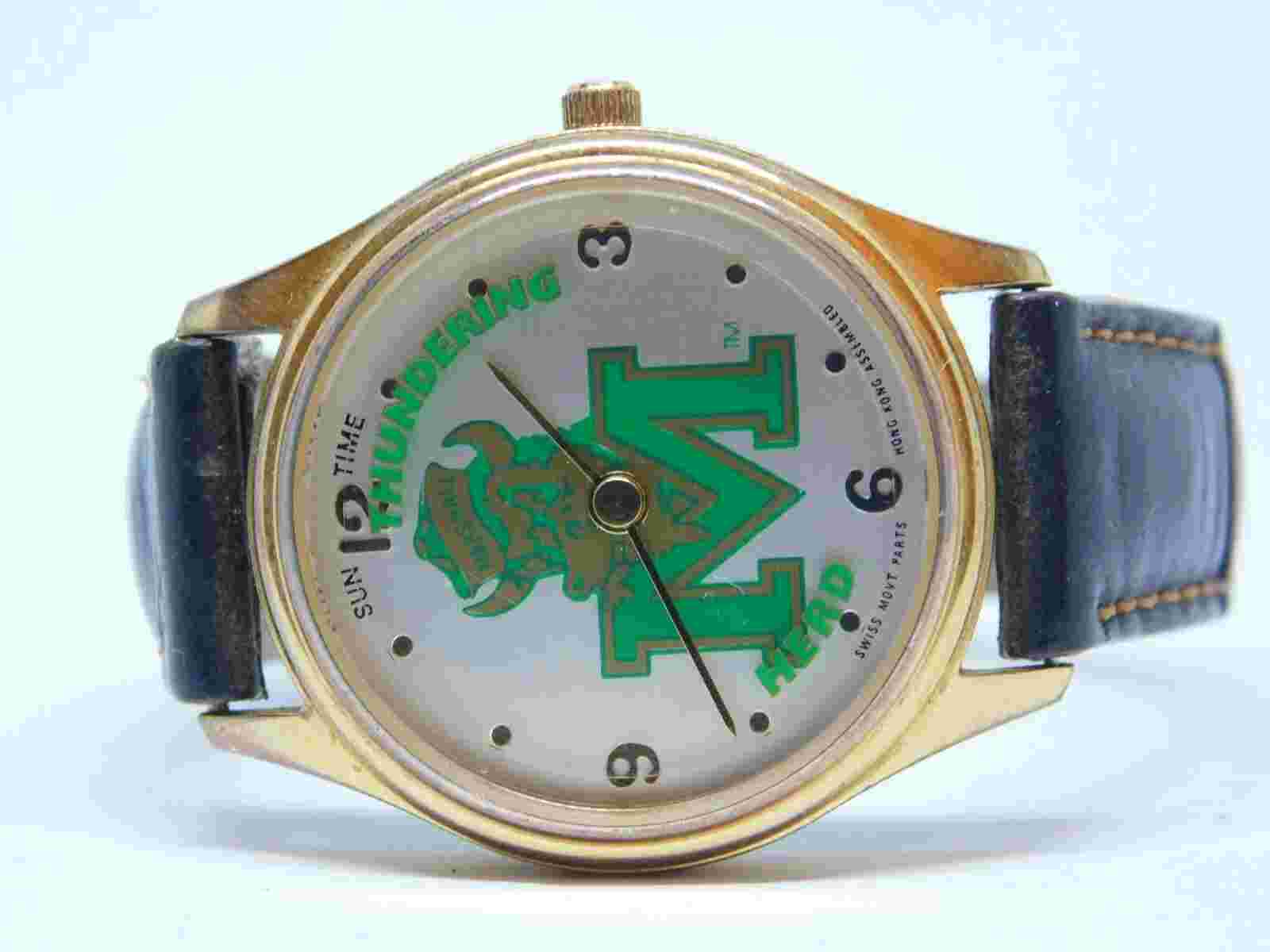 Sun Time Thundering Herd Genuine Leather Quartz Analog Women's Watch New Battery