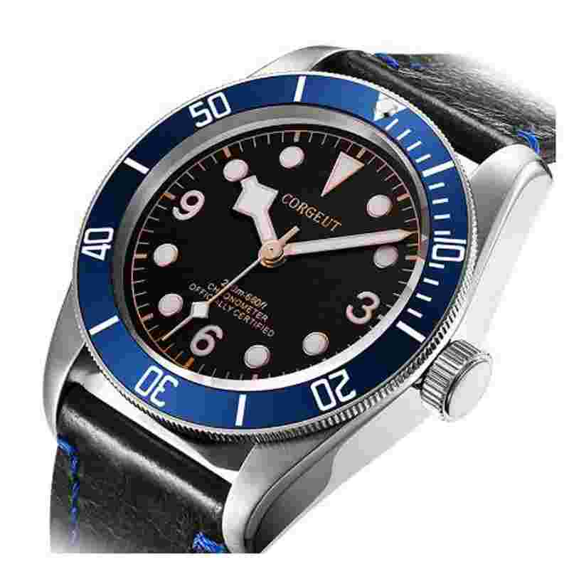 CORGEUT 41MM ST NH35 Automatic Men Wristwatch Black Dial Luminous Sapphire Glass