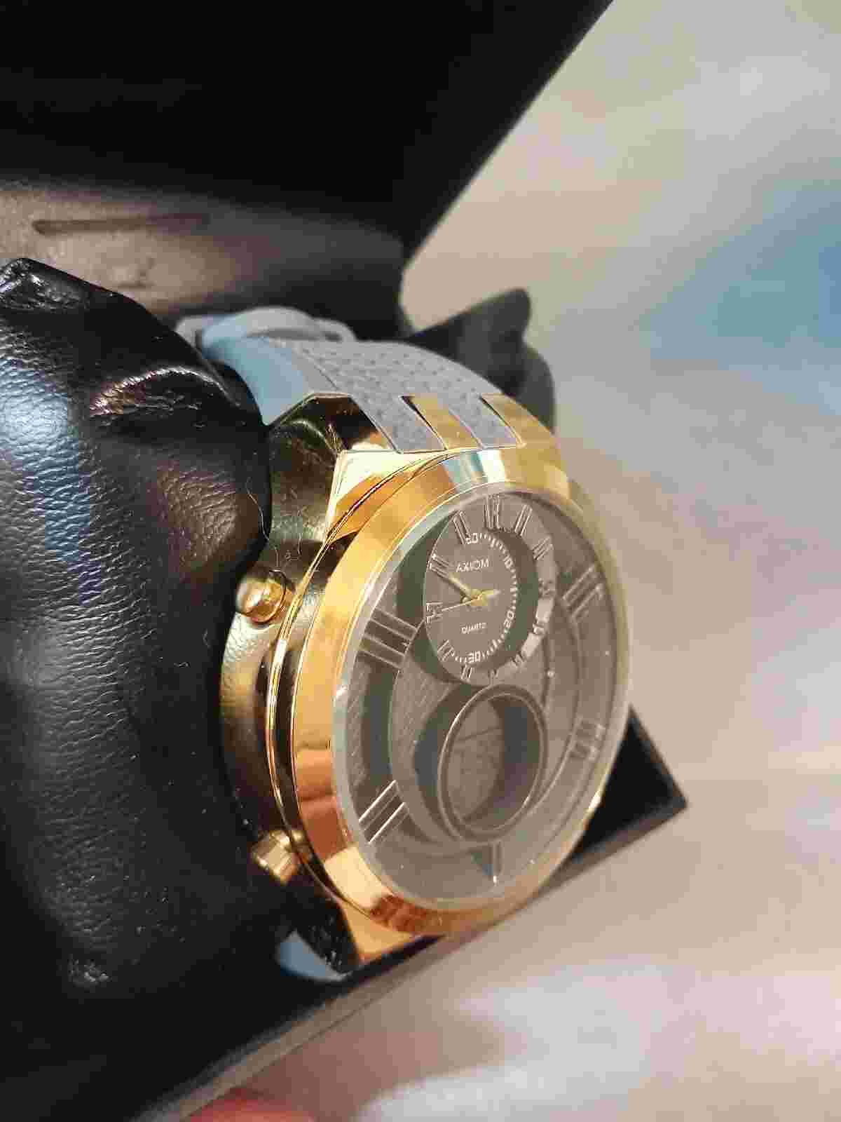 Axiom Men's Digital / Analog Watch Black Gold Silicone Band