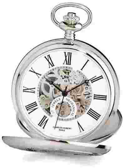 Charles Hubert White Skeleton Dial 53mm Pocket Watch