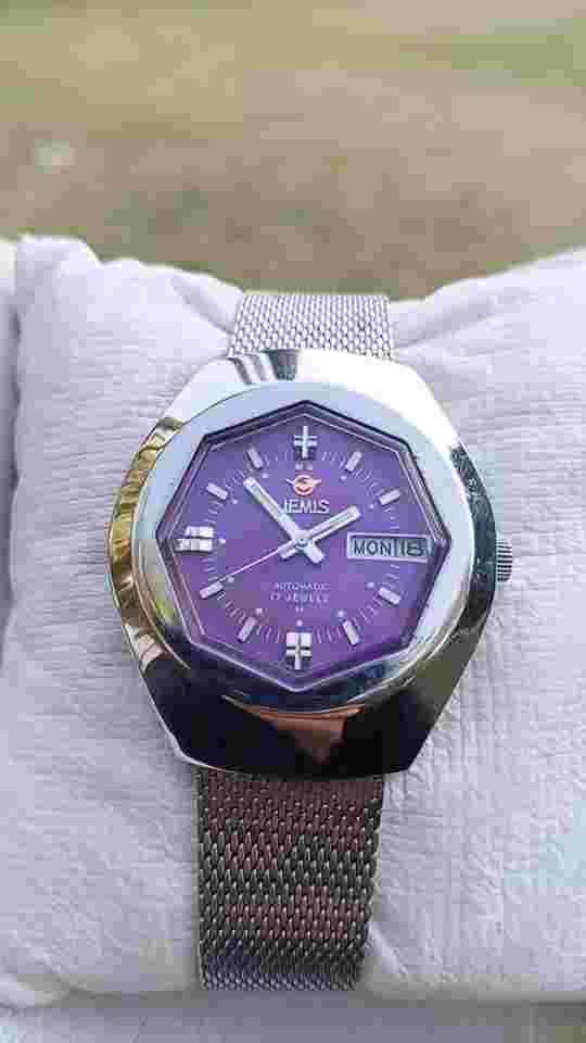 Jemis Automatic 5021-0200 Day/Date Pink Dial 5026A Vintage Men’s Watch SAE9ALI4
