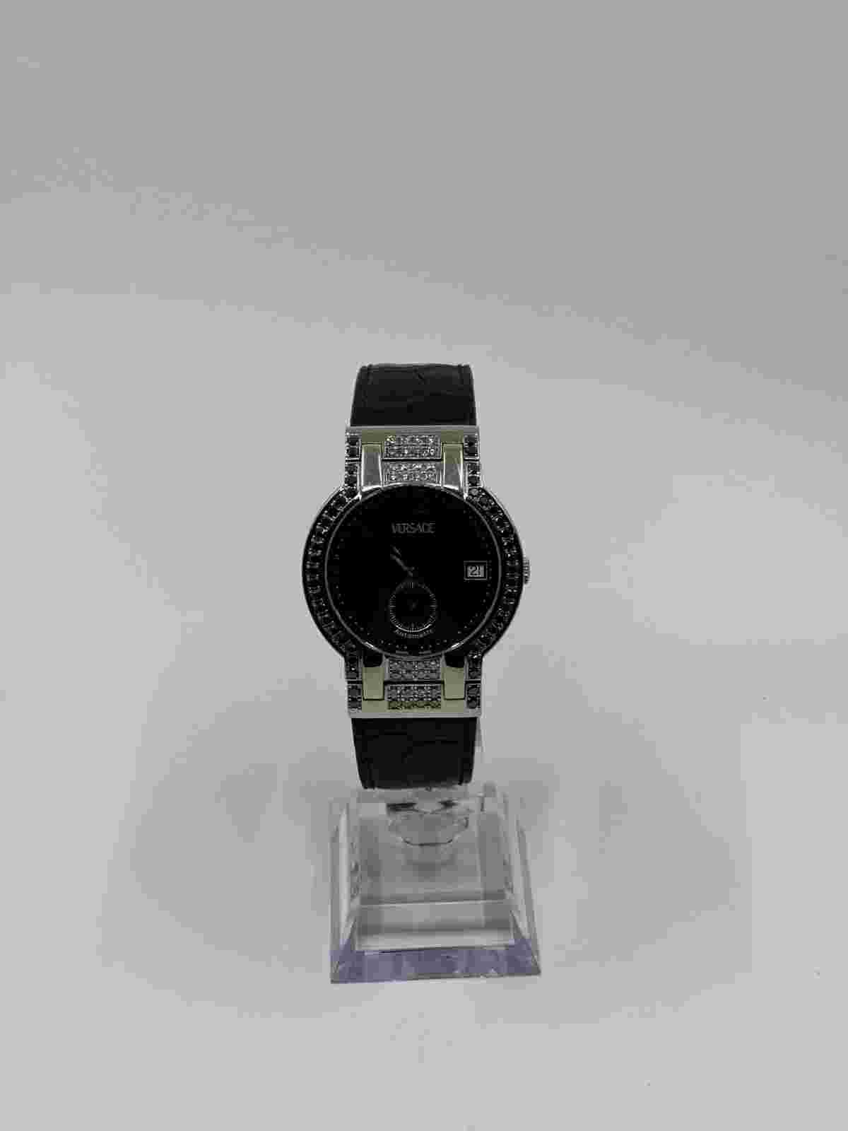 Versace 18k White gold 30mm watch with white & black diamonds