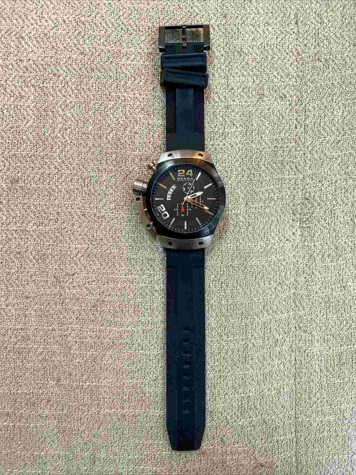 Brera Orologi Eterno Chronograph Quartz Black And Silver Dial Men's Watch