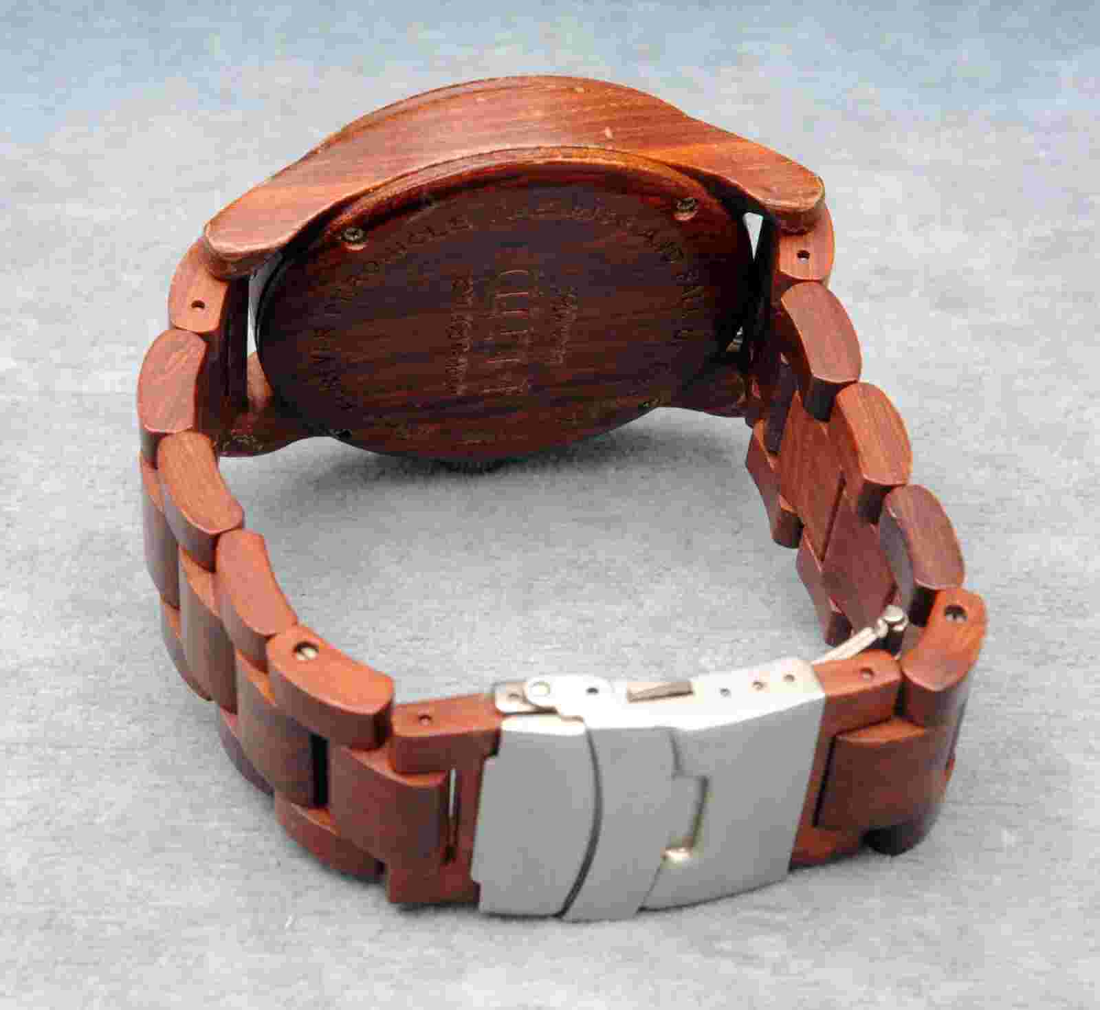 FLUD LEFT HANDED 48MM "FALL OF EMPIRES" WOODEN MEN'S WRISTWATCH WITH NEW BATTERY