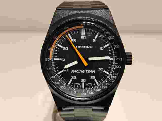 VINTAGE RARE SPORT RACING  PLASTIC SWISS MEN'S WATCH "LUCERNE"RACING TEAM