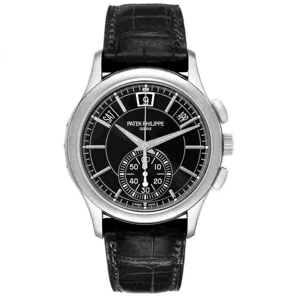 Patek Philippe Complications Annual Calendar Black Dial Platinum Watch 5905