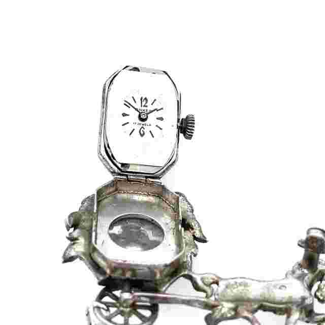 Anker Silver 1950's Horse And Carriage Monarch Brooch/Watch With Marcasite