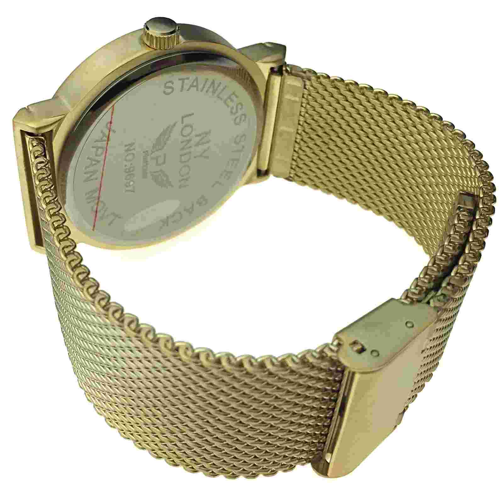Mens Flat Band Hip Hop Watch Gold Plated  Geneva Platinum Luxury Analog 8" Inch