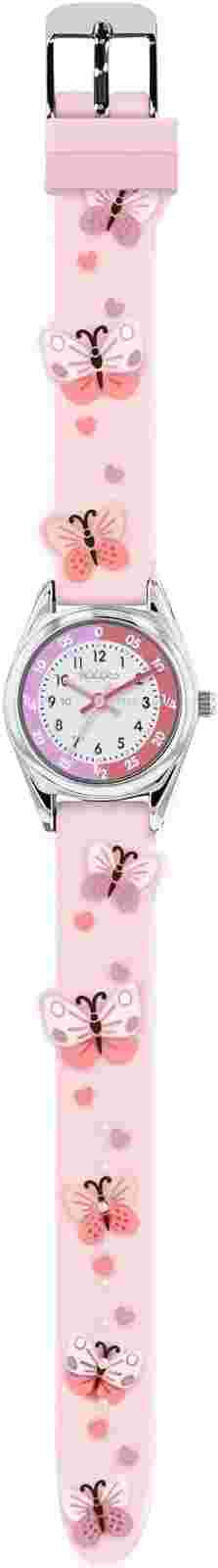 Tikkers Pink Strap Silver Time Teacher Butterfly Watch TK0206