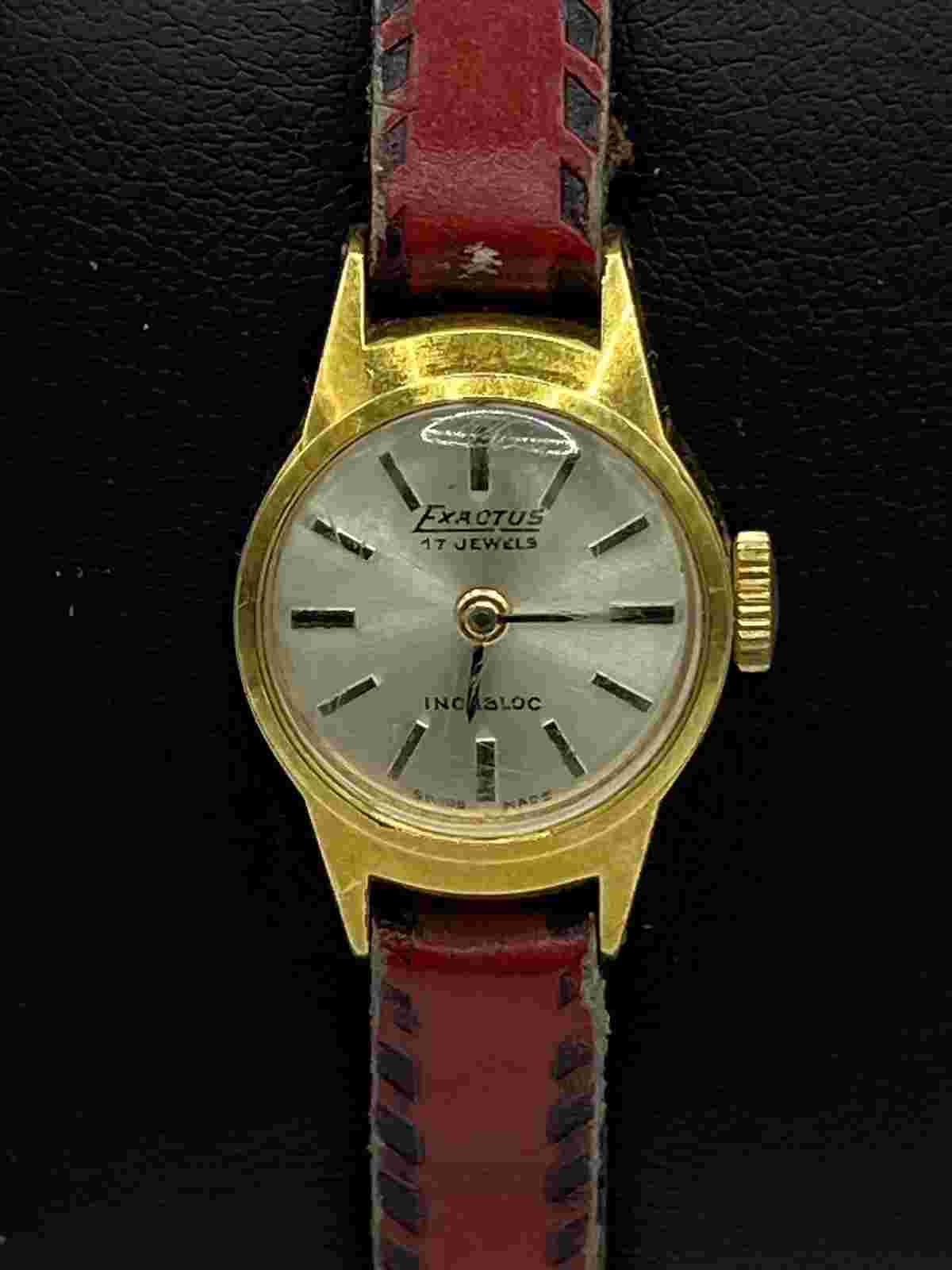 Vintage Exactus 17 Jewels Incabloc 5687 Wristwatch Untested For Repair 18mm