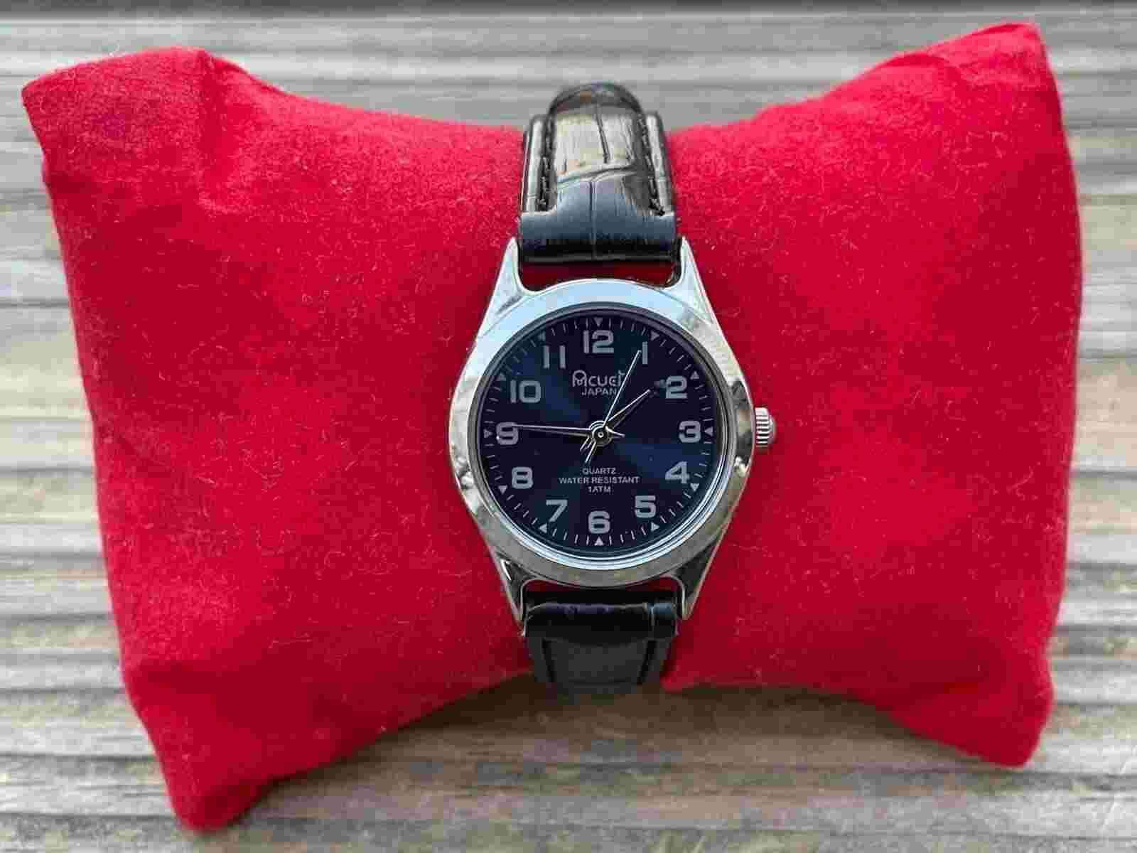 Acuet Japan Women Watch Black Leather Band Analog Quartz Ladies Wrist Watch