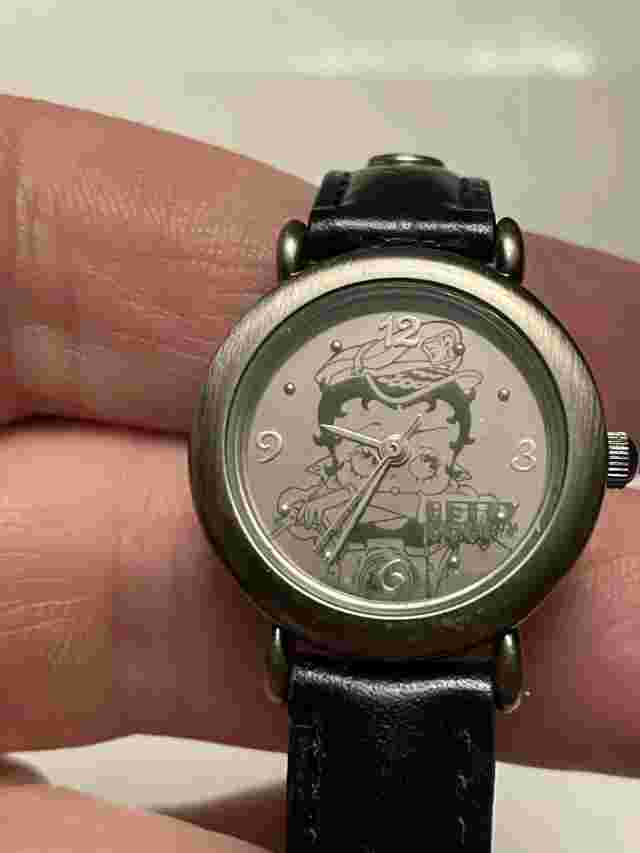 Betty Boop Motorcycle Biker Chick Valdawn  RARE BRUSHED Tone Watch READ