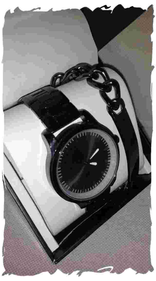 Men's GUNMETAL Stainless Steel Watch + BRACELET  by INC. New in Box with papers.