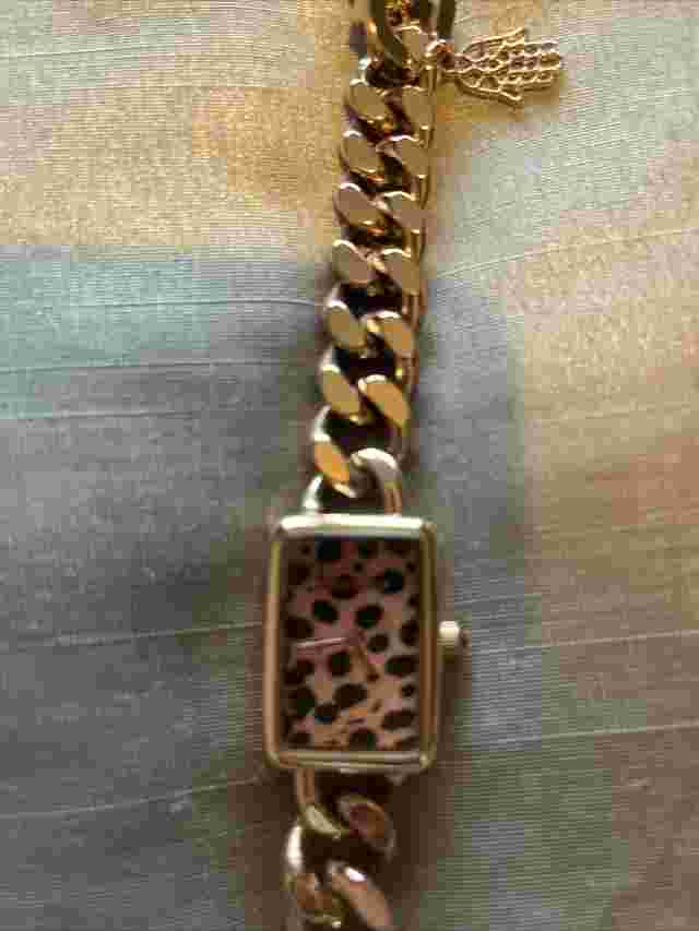 Manoush Rose Gold Chain Watch Leopard Print Face