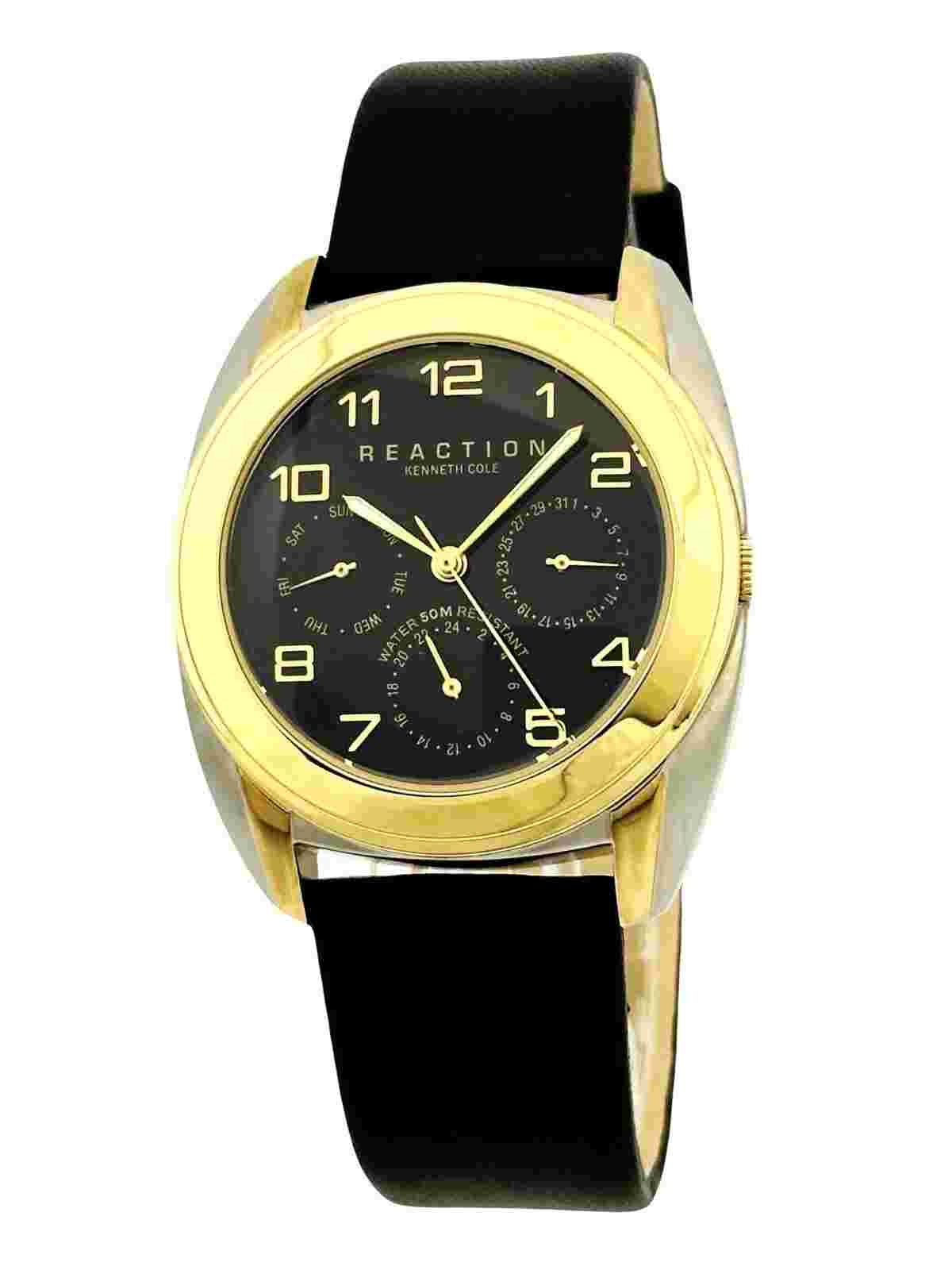Reaction By Kenneth Cole RK1014 Multifunction Dark Brown Leather Strap Watch