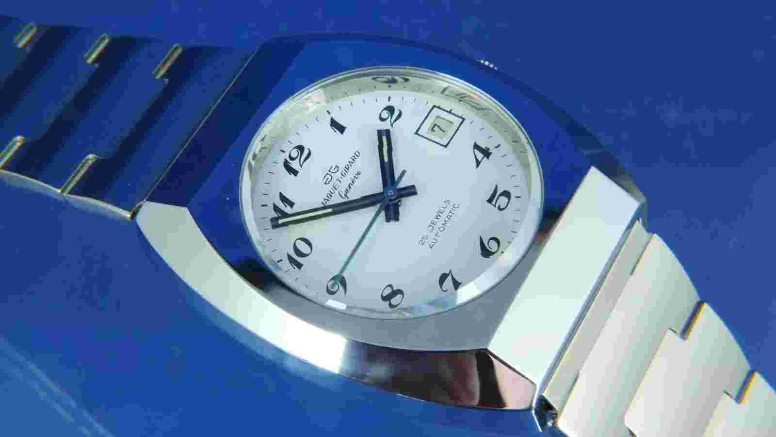 NOS Vintage Jaquet Girard Automatic Watch 1970s Swiss ETA 2783 All Stainless