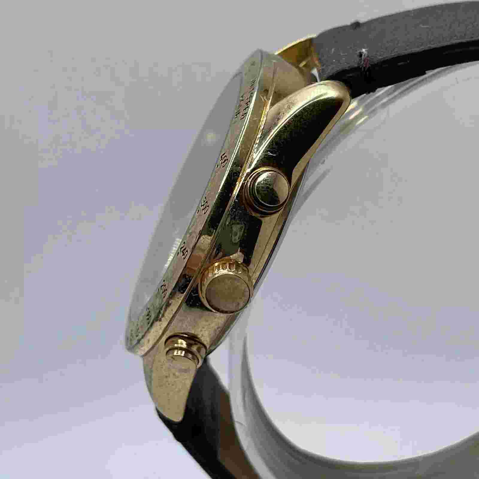 Zoo York Mens Watch 44mm Gold Tone Case Black Band Quartz Analog Three Hands