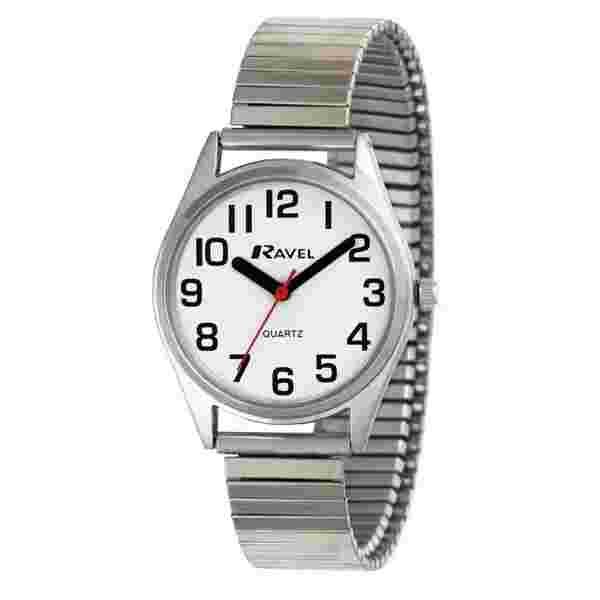 Ravel Women's Classic Super Bold Clear Easy Read Expanding Bracelet Strap Watch