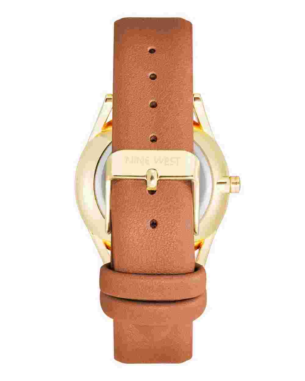 Nine West Women's Japanese Quartz Dress Watch with Faux Leather Strap Brown 1...
