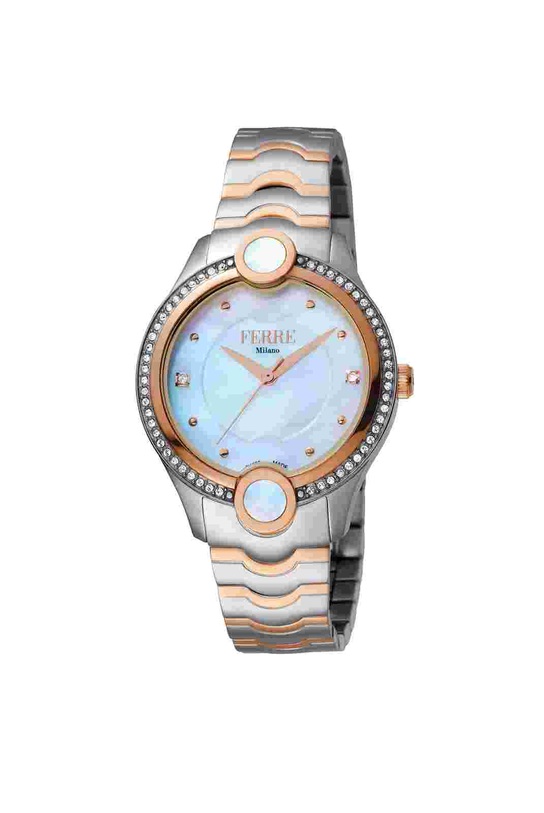 Ferre Milano Women's FM1L082M0031 White MOP Two-Tone Steel Wristwatch