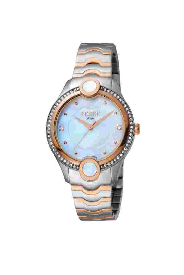 Ferre Milano Women's FM1L082M0031 White MOP Two-Tone Steel Wristwatch