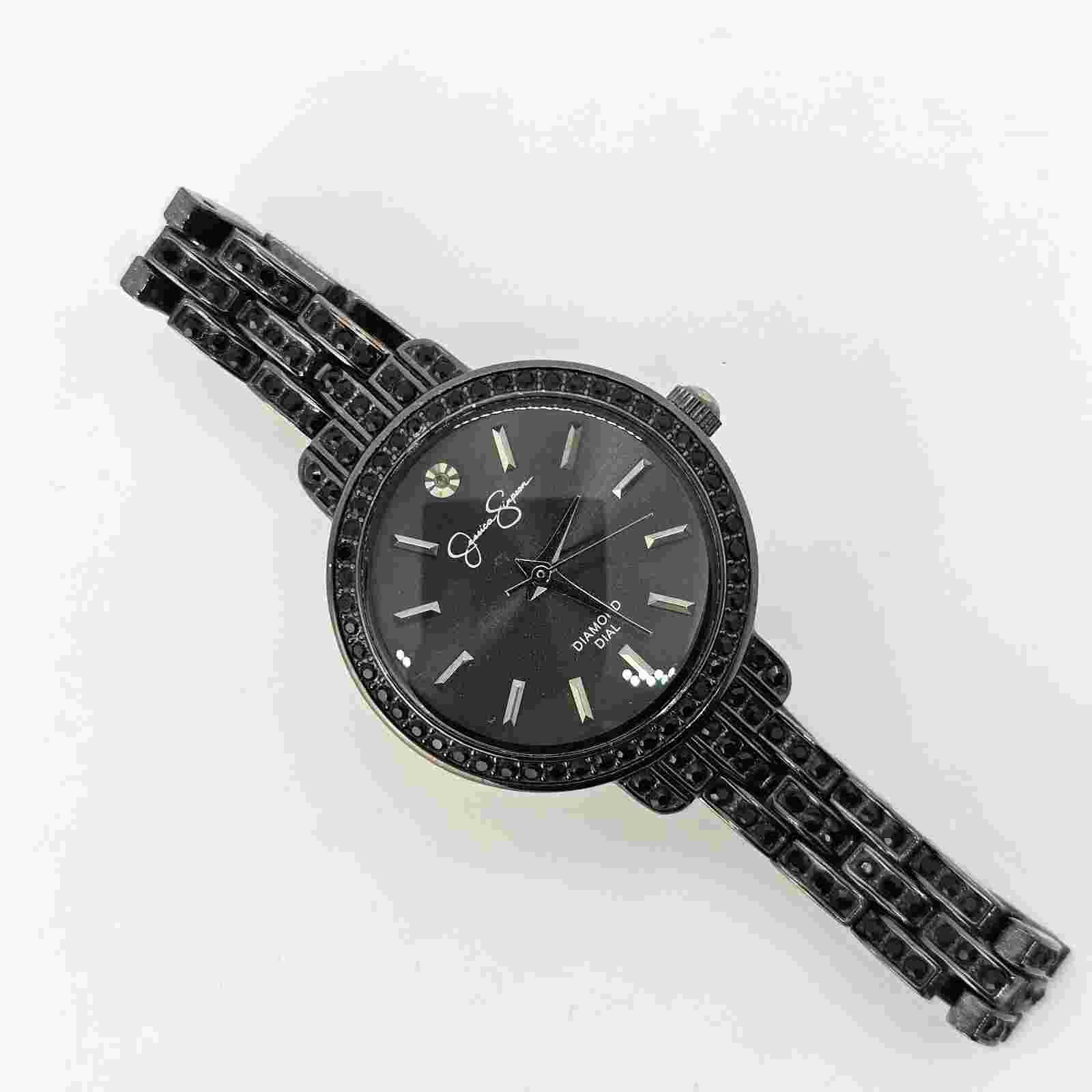Jessica Simpson Women's Watch 28MM Black Dial Bracelet Band 5.75" New Battery