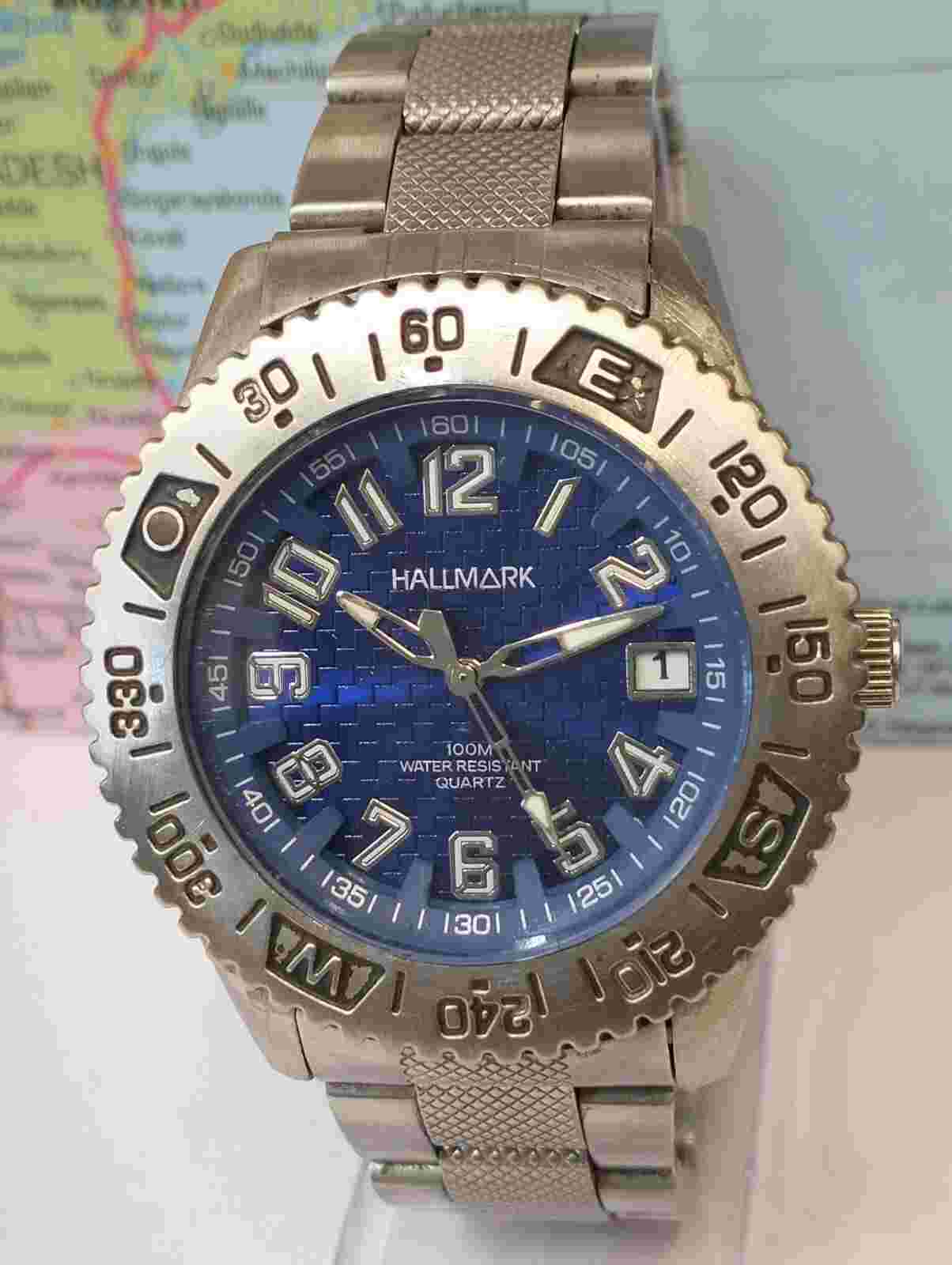 HALLMARK QUARTZ BLUE DIAL HF701Z JAPAN MEN'S FULL WORKING, ALL ORG. VINTAGE