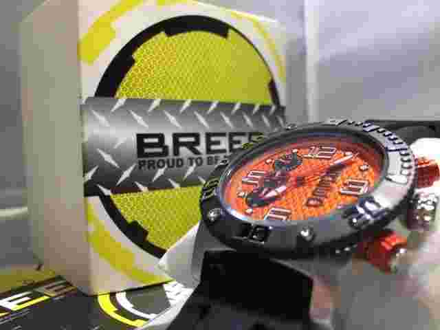 BREED Grand Prix Chronograph Orange Dial Black Silicone Men's Watch 3904